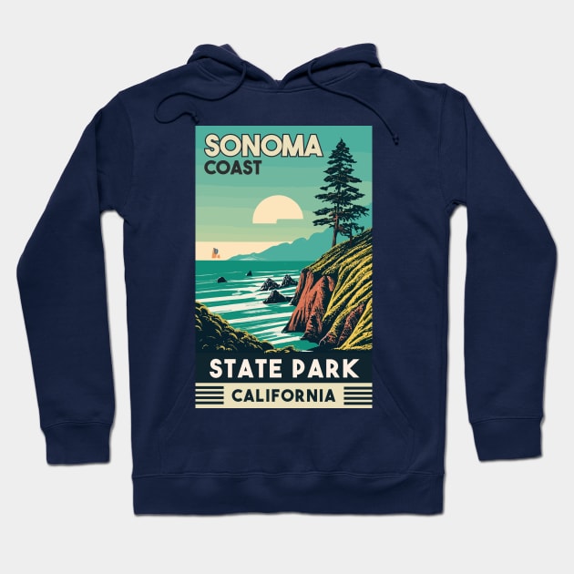 A Vintage Travel Art of the Sonoma Coast State Park - California - US Hoodie by goodoldvintage